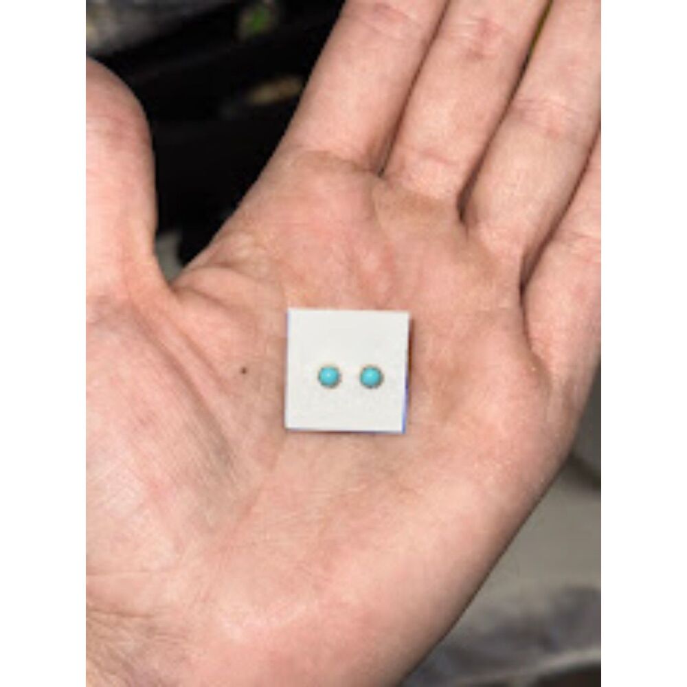 Round Turquoise .925 Sterling Silver Stud Earrings